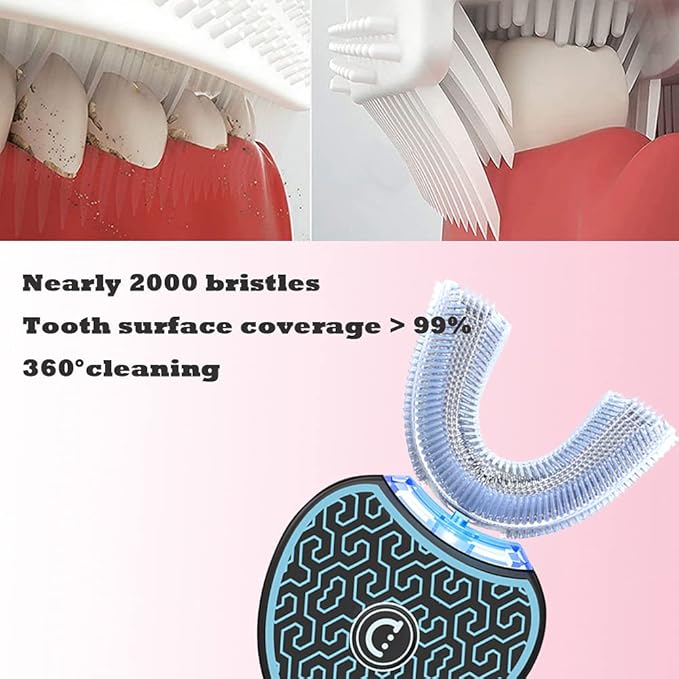 Automatic ToothbrushSonic Glow Toothbrush Teeth Whitening KitSonic BrushEquipped with Two Replacement Brush Heads (Black-Blue)