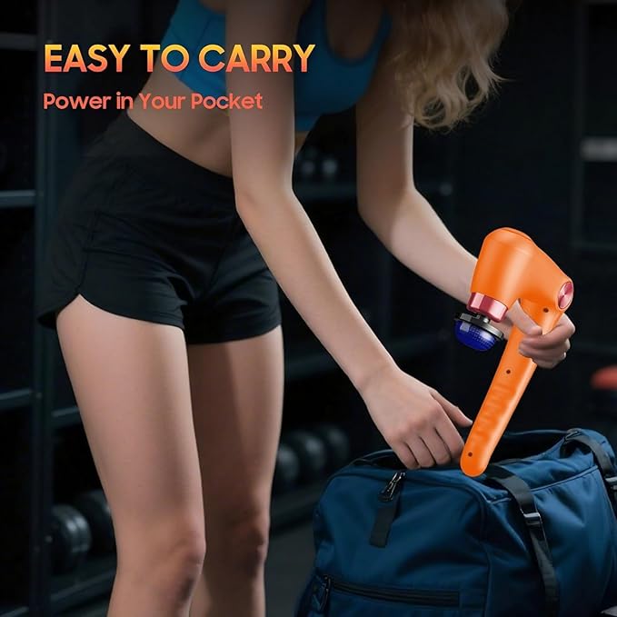 Massage Gun with 10 Replacement Heads Massage Gun with Heat Back Massager for Pain Relief Deep Tissue Massager for Shoulder &amp Back Muscle Recovery (Orange)