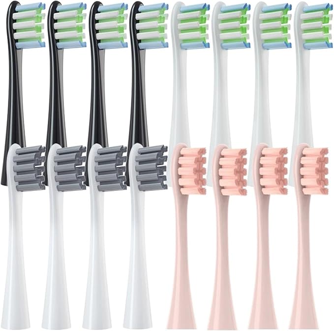 Compatible for 12 Pcs Replacement Brush Heads for X/X PRO/ Z1/ F1/ One/Air 2 /SE Toothbrush Soft Bristle Nozzles Refill(12pcs 4colors)