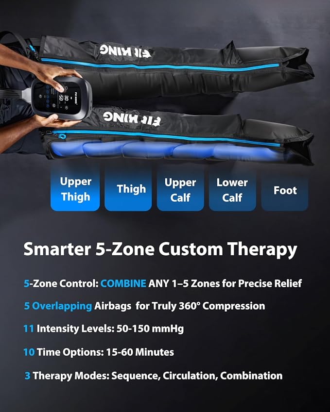 FIT KING Upgraded Leg Massager Recovery Boots Professional Air Compression Recovery System for Circulation &amp Fast Athlete Recovery Cordless Rechargeable Compression Boots (Large)
