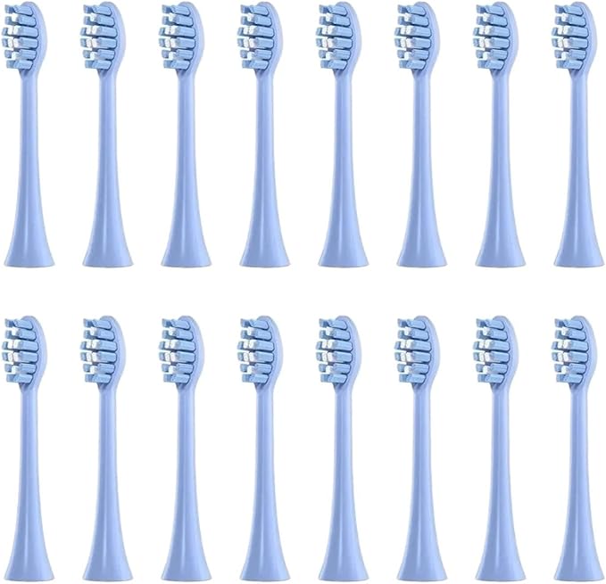 Compatible for FT7105/FT7106/FT7108/FT7205/TH01 Toothbrush Replacement Heads Soft Bristle Nozzles16pcs(16 Light Blue)