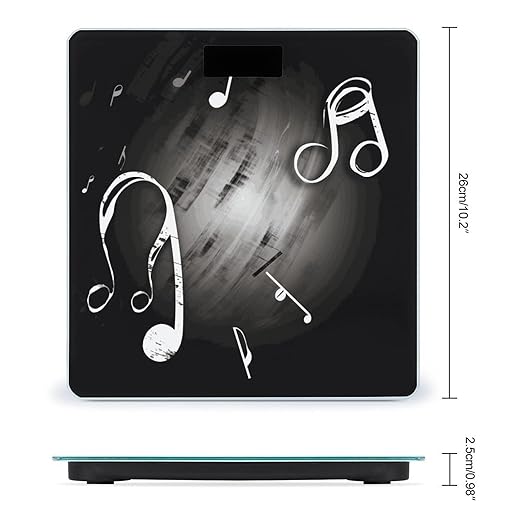Music Notes Bathroom Scale Automatic Power On/Off Body Scales LCD Backlight Display Square Digital Scale Rounded Corners Bathroom Scales for Home Bedrooms