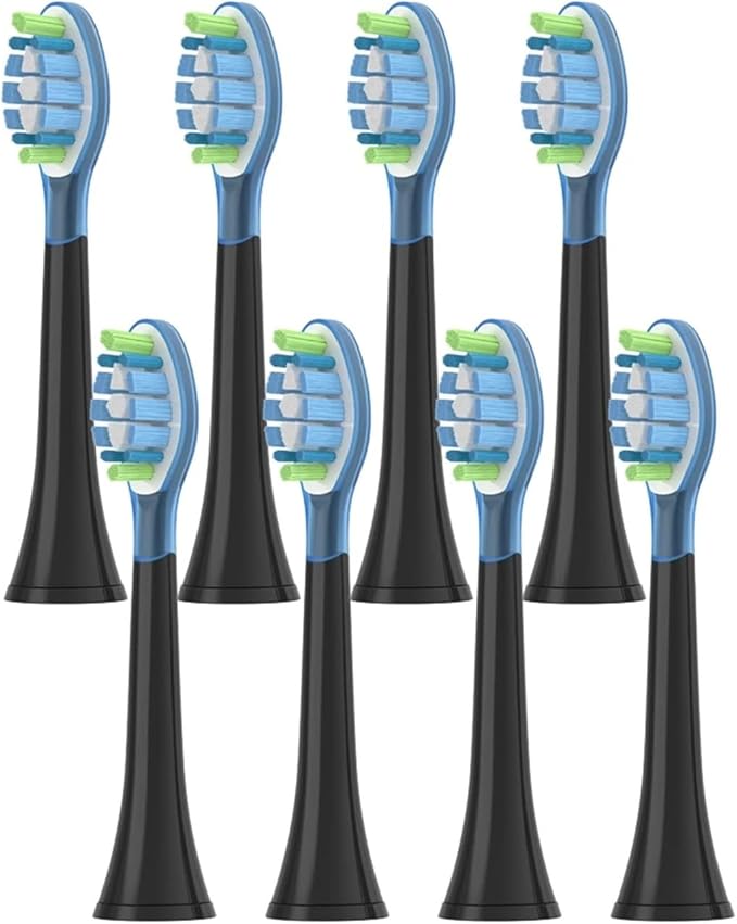 8Pcs Replacement Brush Heads Compatible for Philips HX6064 HX6930 HX6730 Sonic Electric Toothbrush Vacuum 4100 6500 6100 5300(C3 Black)