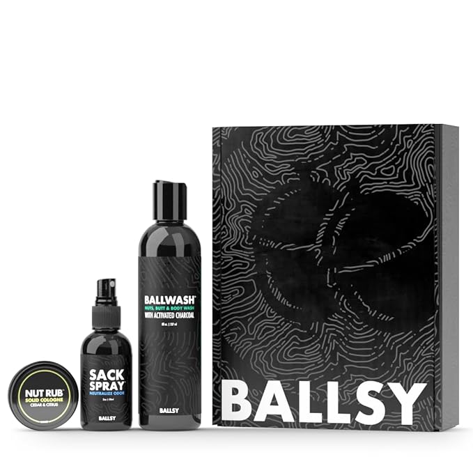Ballsy Sack Pack Men's Fresh Kit Includes Body Wash Deodorizing Spray and Cologne Rub Men's Body Care Ball Wash for Men Gift Pack Citrus &amp Cedar