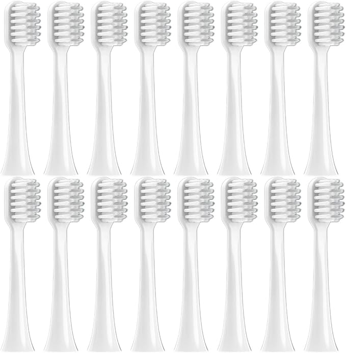 16pcs Replacement Toothbrush HeadsCompatible for EFZQ E10/E10C/E10S/F10 Soft Bristle Nozzles(16white Soft Care)