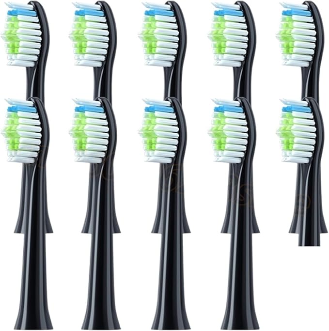 10PCS Replacement Toothbrush Heads Compatible for DOXO D5/D5S/D5Z/D8X/D8Z/D9/D10 Soft Electric(10PCS Black)