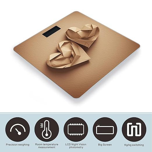 Paper Folded Heart Shape Scale for Body Weight Accurate Digital Bathroom Scale Toughened Glass High Precision Scales Smart Weight Scales with Large LCD Backlight Display Weighing Machine