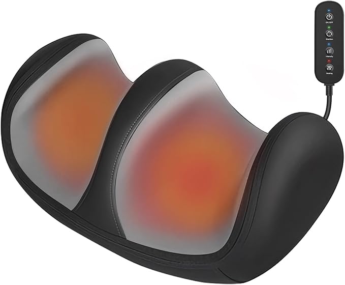 Foot and Calf Massager with Heat Shiatsu Kneading Foot Massager for Pain Relief Deep Tissue Massager Machine with Massage Roller Wired Remote Gifts for Mom Dad