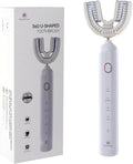Ultrasonic U-Shaped Toothbrush for Adults Electric Toothbrush has 23760 Nylon BristlesAutomatic 360-degree Cleaning and Waterproof IPX7 4 Modes for Teeth Whitening (White)