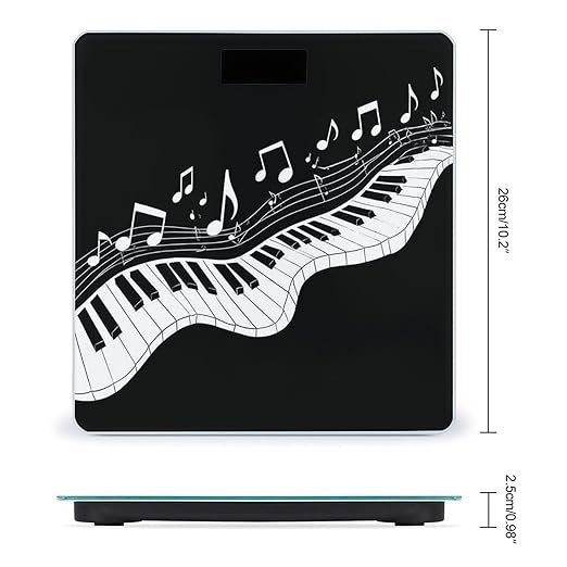 Men's Smart Scale for Body Weight Digital Bathroom Weighing Scale Automatic Switch Energy Saving Scale Black and White Piano Keys Musical Notes