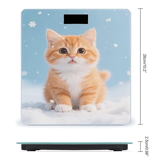 Kawaii Orange Cat Weight Scale Cute Bathroom Scale for Body Highly Accurate Digital Weighing Machine for People Compact LCD Display Scales with Sturdy Toughened Glass Scales