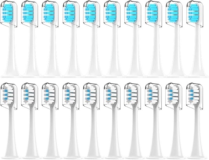 Compatible for T300/T500/T700 Electric Toothbrush Heads Refill 4/20Pcs(10White10Blue)