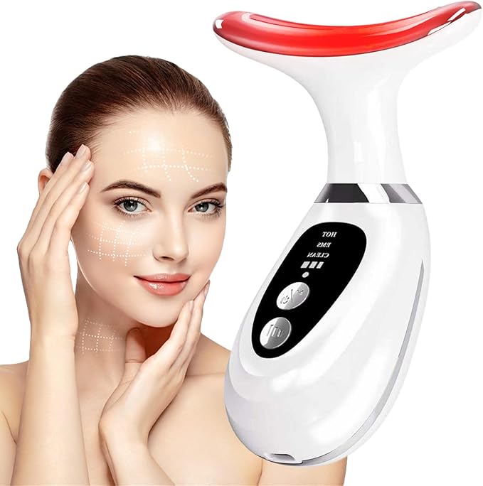 New Red-Light-Therapy-for-Face and Neck Massager Tool7 Colors Adjustable Vibration and ThermalsWomens Skin Rejuvenation Lifting Facial Massager Tool for ToningGlow BoostWrinkles