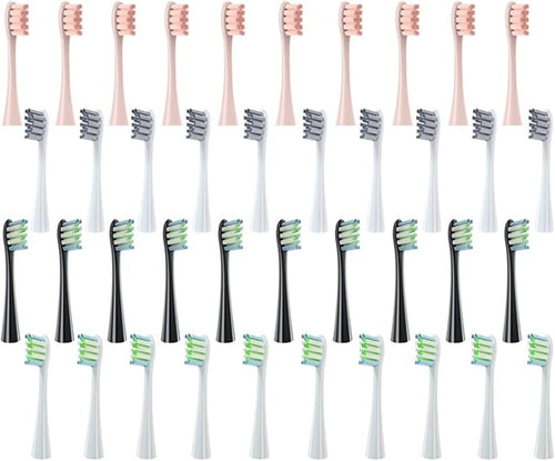 10-40PCS Replacement Brush HeadCompatible for Oclean Electric Toothbrush Soft Bristle X/X PRO/ Z1 Brushes Replaceable Head(10 White 10 Black)