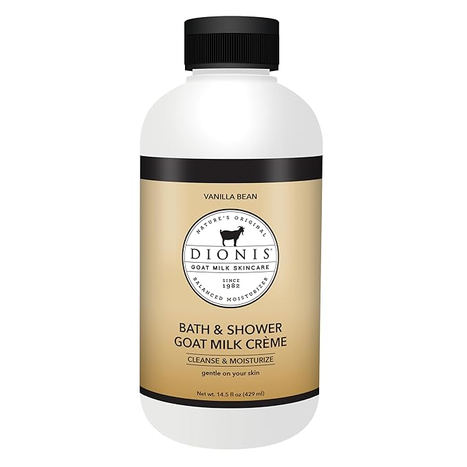 Dionis Goat Milk Bath Soap &amp Liquid Shower Crème Vanilla Bean 14.5oz (Pack of 1)