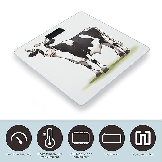 Dairy Cow Scale for Body Weight Accurate Digital Bathroom Scale Toughened Glass High Precision Scales Smart Weight Scales with Large LCD Backlight Display Weighing Machine