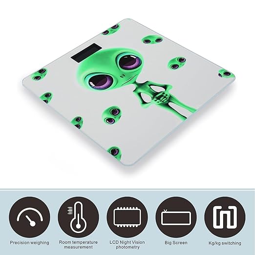 Digital Bathroom Scale for Body Weight Scale with Bright LCD Display High Accuracy Step-On Technology Auto On/Off Green Alien_74804394 Digital Scales 400 Lbs /180kg