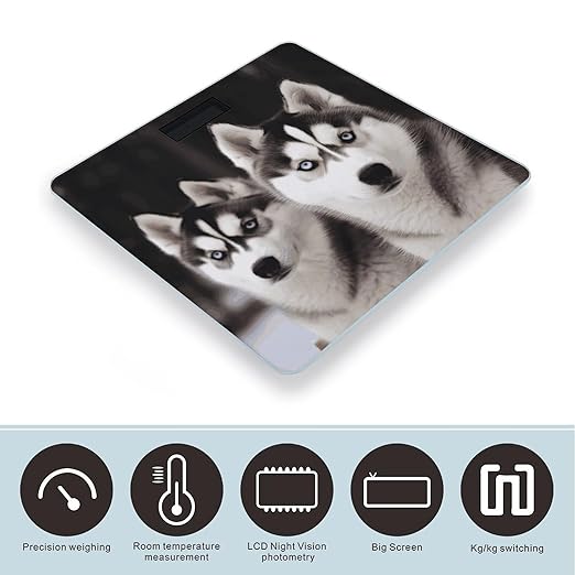 Digital Bathroom Scale for Body Weight Scale with Bright LCD Display High Accuracy Step-On Technology Auto On/Off Husky Dog Digital Scales 400 Lbs /180kg