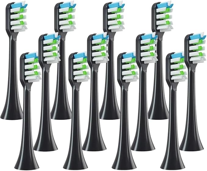 12pcs Brush Heads Toothbrush Compatible for X3/X3U/X5 Replacement(12pcs Black)