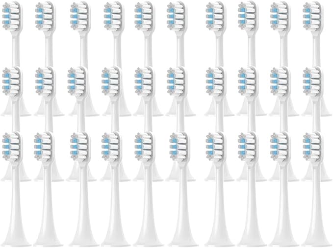 Compatible for T302 Replacement Toothbrush Heads Electric Vacuum Soft Bristle Brush(T302White Blue-30pcs)