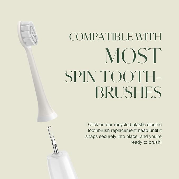 PLUS ULTRA Sonic Electric Toothbrush Replacement Heads 3 Pack – Compatible Click-On Brush Heads – Soft Bristles for Sensitive Teeth – Made with Recycled Plastic – Eco-Friendly