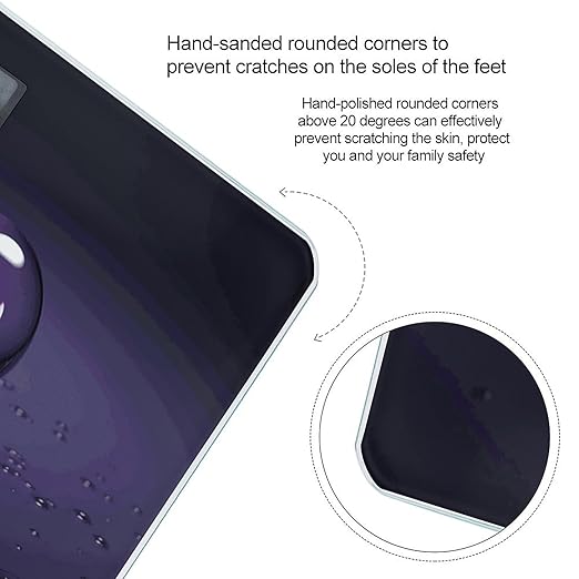 Water Droplets Scale for Body Weight Anti-Slip Digital Bathroom Scale Sturdy Toughened Glass Weighing Scales High Precision Safe Rounded Corners Smart Scales