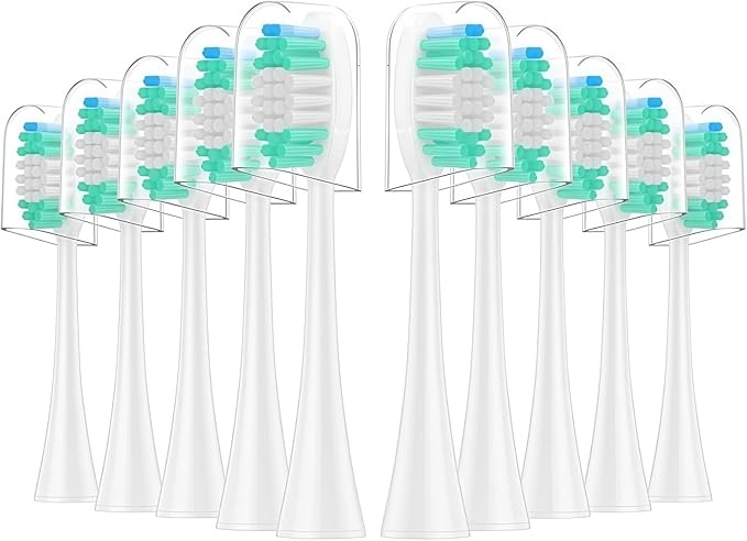 10 Pieces Replacement Brush Heads Compatible with Aquasonic Series Electric Toothbrush Soft Bristle Deep Clean Teeth(8pcs White)