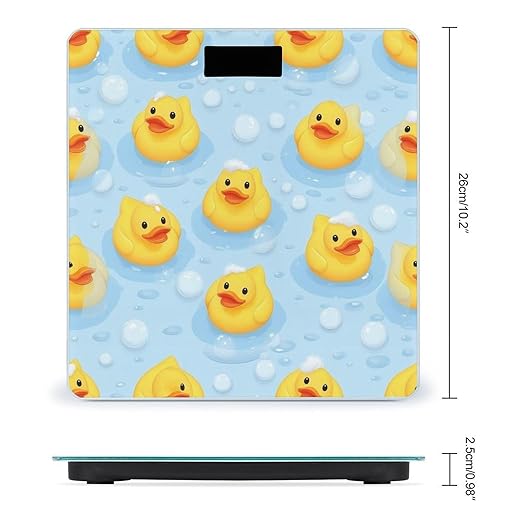 Smart Scale for Body Weight Automatic Switch Digital Bathroom Weighing Scale Yellow Rubber Ducks Bubbles White
