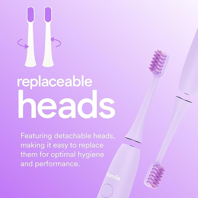 HISMILE Electric Toothbrush 3 Brushing Modes Smart Timer Rechargeable Soft-Tapered Bristles Mode Memory (Purple)
