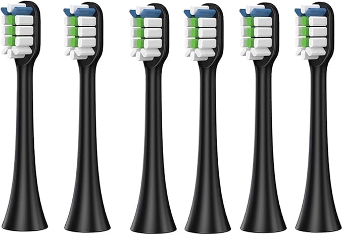 12pcs Replacement Toothbrush Heads Compatible for SOOCAS X3S/X3U/X5 Tooth Brush Soft Bristle Nozzles with Vacuum Packaging(Black)
