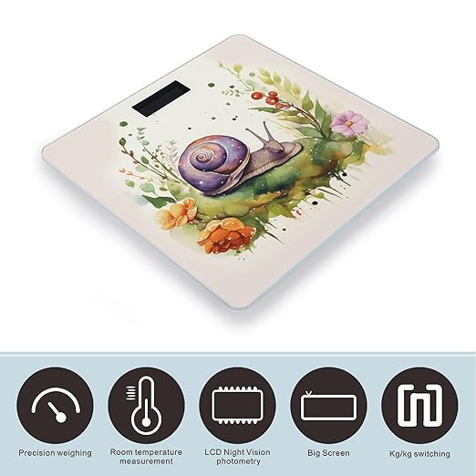 Lovely Snail Bathroom Scale Large LCD Backlight Display Digital Scale Rounded Corners Body Scales Automatic Power On/Off Bathroom Scales for Home Bedrooms