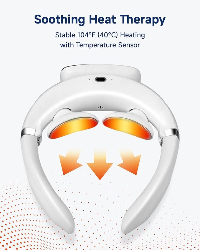 Foldable Neck Massager with Heat Electric Neck Massager with Wireless Remote 16 Intensity Levels 4 Modes Food-Grade Silicone LCD Display Portable Neck Massager for Office Home Travel