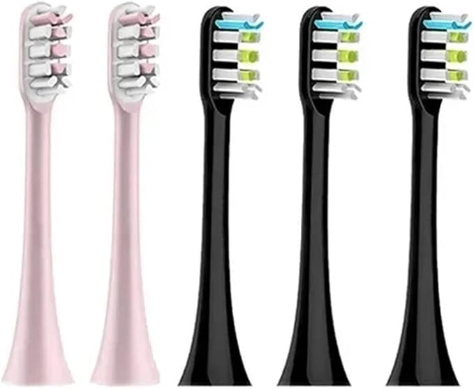 Compatibility for Xiaomi SOOCAS X3 X5 X3U X1 V1 V2 Clean Brush Heads Replacement Head Bristle Sonic Electric Nozzles with Anti-dust Cap(2 Pink 3 Black)