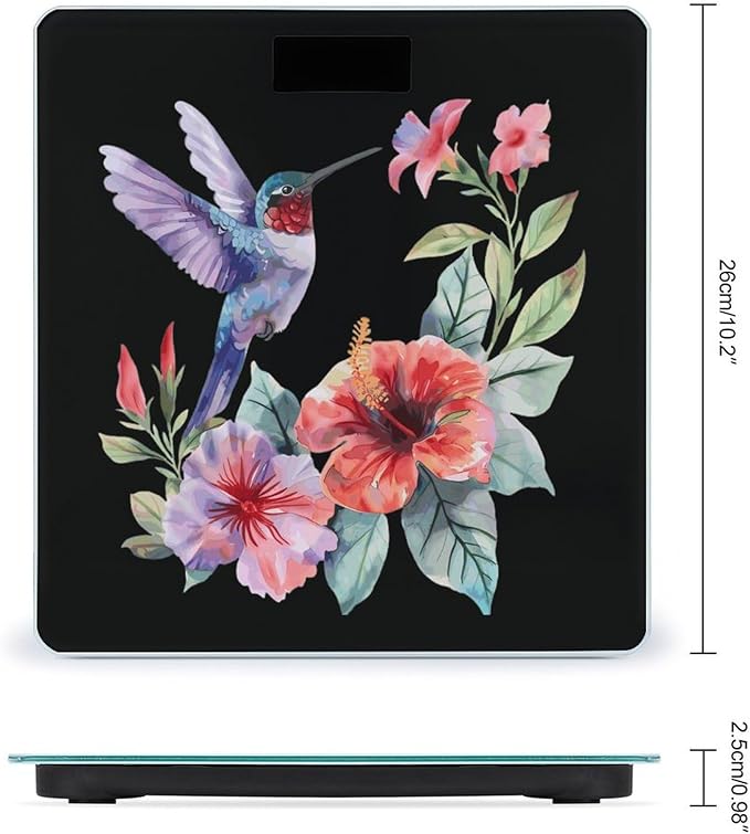 Hummingbirds Flowers Scale for Body Weight Smart Accurate Digital Bathroom Scale with Easy Read LCD style