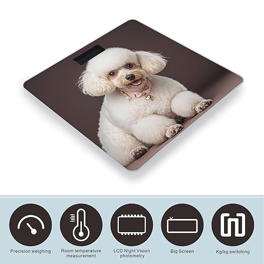 French Poodle Smart Scale for Body Weight Accurate Bathroom Scale with LED Display Digital Weight Scales Weighing Machine High Precision Scales for Bath Home