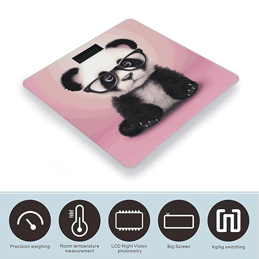 Baby Panda with Glasses Bathroom ScaleHighly Accurate Digital Weighing Machine for People Bright LED Display Weight Scale for The Aldult Home Use