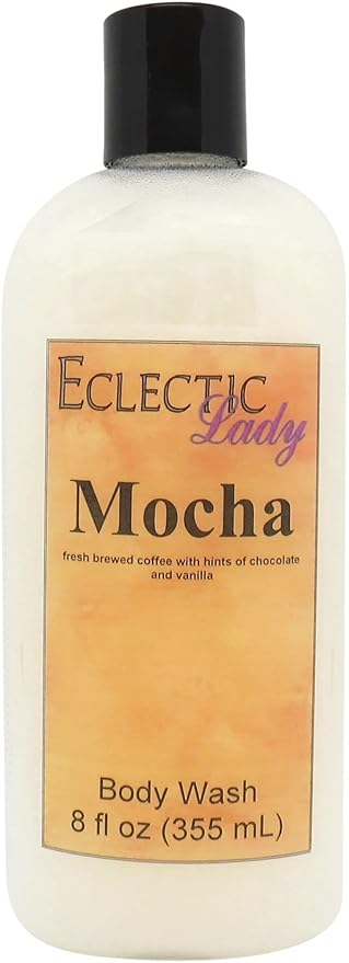 Eclectic Lady Liquid Pearl Body Wash - Mocha Scent 3-in-1 Use For Bubble Bath Hand Soap &amp Body Wash Phthalate-Free Mocha Fragrance Handcrafted in USA (8 oz)