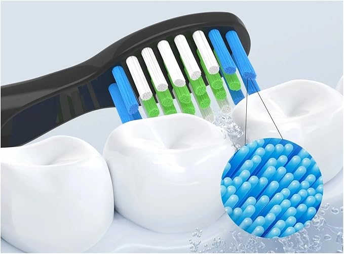 10PCSCompatible for Fairywill FW-E11 E10 E6 D7S Electric Toothbrush Replacement Brush Heads(10PCS Black)