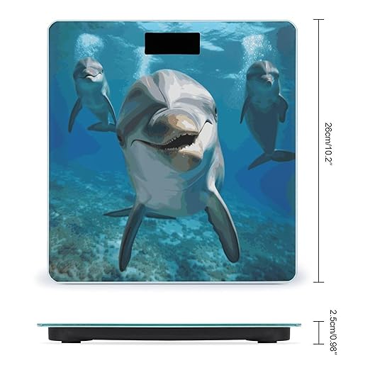 Funny Dolphin Looking at You Weight Scale Digital Electronic Scales Bathroom Scale Larg LCD Backlight Display High Precisio MeasurementsTempered Glass