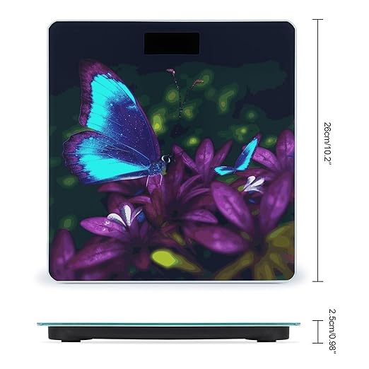 Blue Purple Flower Butterfly Bathroom ScaleHighly Accurate Digital Weighing Machine for People Bright LED Display Weight Scale for The Aldult Home Use