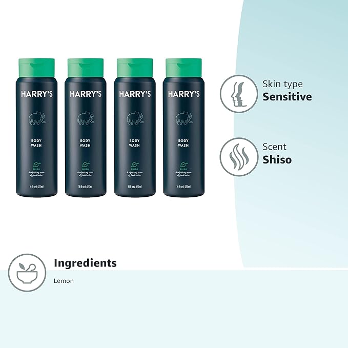 Harry's Men's Body Wash - Shiso - 16 Fluid Ounce Pack of 4 (Packaging May Vary)