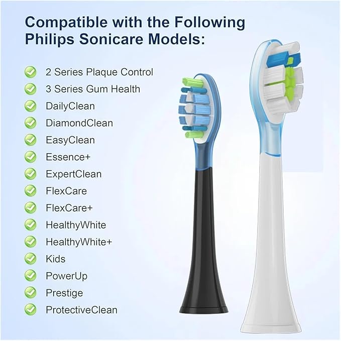 8Pcs Replacement Brush Heads Compatible for HX6064 HX6930 HX6730 Sonic Electric Toothbrush Vacuum 4100 6500 6100 5300 C3(C3 Black)