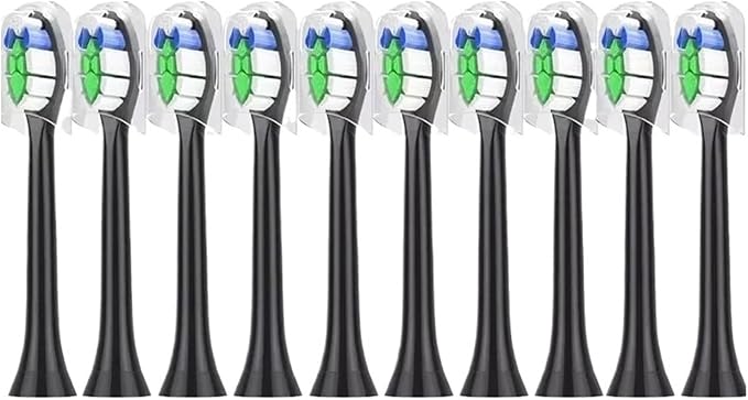 Brush Heads 10PCS Compatible for H X3/6/8/9 Series Toothbrush Vacuum Sealed Packaged Replacement Toothbrushes(10PCS-W2-black)