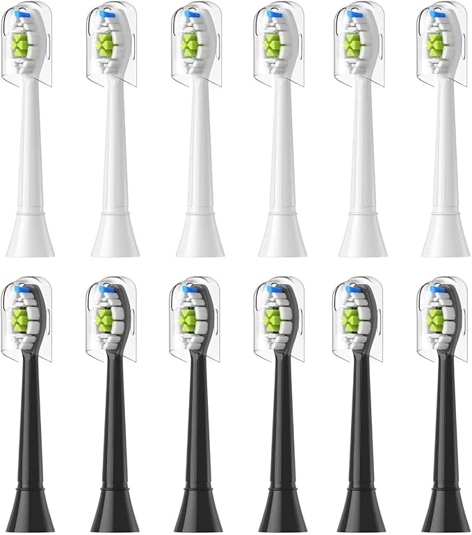 4/8/12/16pcs Replacement Toothbrush Heads Compatible for PhilipsReplacement Electric Brush Head 4100 6500 6100 7500 5300 1100(6White 6Black)