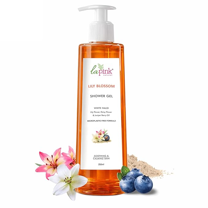 La Pink Lily Blossom Shower Gel with White Haldi &amp Flower Extracts | For Soothing &amp Calming Skin | 100% Microplastic Free Formulation 250 ML