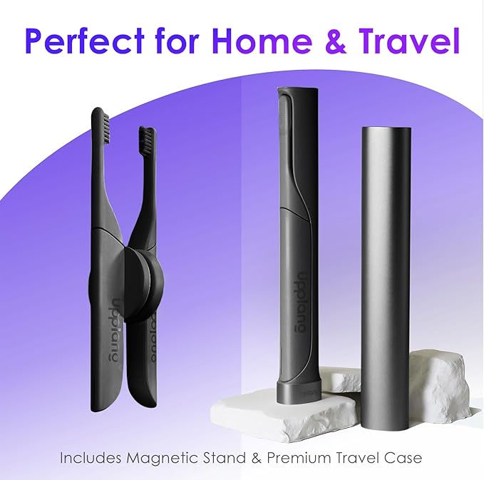 Electric Toothbrush Portable Travel Sonic Toothbrush with Protective Case USB-C Rechargeable Neutral Comfort Bristles Waterproof Smart Timer Compact for Daily Use (Slate Gray)