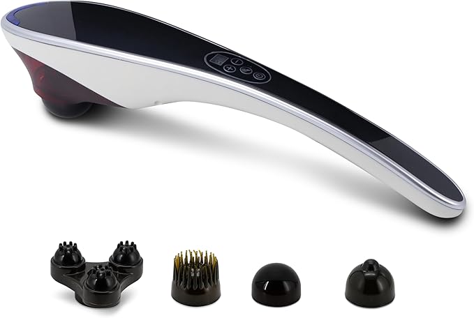 Rechargeable Handheld Back &amp Neck Massager for Pain Relief Deep Tissue - Electric Double Head - Electric Percussion Body Massage for Shoulder Leg Muscles Neck &amp Foot Massager - Full Body Ma