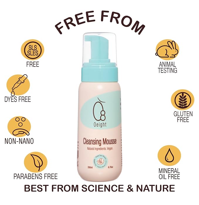 Cleansing Mousse: Natural Baby Body Wash Foam with Dunaliella Salina Dead Sea Minerals Soothes Softens Energizes Protects Skin 6.76 Oz