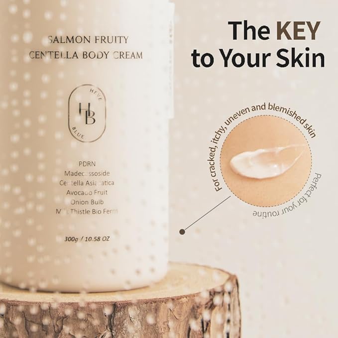 HEVEBLUE Salmon Fruity Centella Body Wash &amp Body Cream Duo - Complete Gift Set for Sensitive Skin