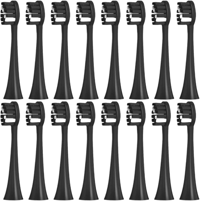 16pcs Toothbrush Replacement Heads Compatible for SEAGO 2725/S2/S5/SX/SG972 Brush Nozzle(16Black)